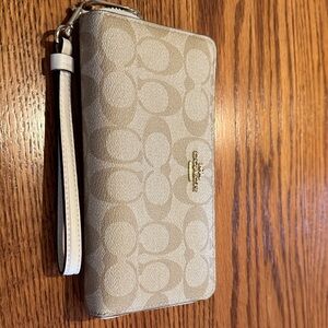 Coach Light Tan Signature Wristlet